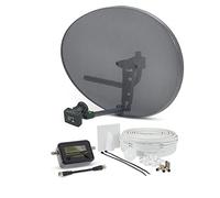 SSL Satellites Zone 2 Satellite Dish Quad LNB + 50 Meter White Twin Cable FTA Signal Pointer Satellite SKY, SKY+, HD, Freesat TV Signal Finder Caravan Motorhome Satellite System Box Kit