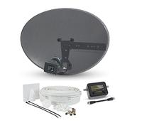 SSL Satellites Zone1 Dish Kit for SKY/Freesat/Astra/Polesat/Hotbird/Full HD, Latest MK4 Dish with Quad LNB, 20M Twin White Cable, Signal Finder Satellite TV Finder, Brackets, Bolts, F Connectors