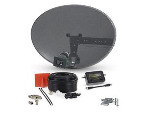 SSL Satellites Zone1 Dish Kit for SKY/Freesat/Astra/Polesat/Hotbird/Full HD, Latest MK4 Dish with Quad LNB, 30M RG6 Black Cable, Signal Finder Satellite TV Finder, Brackets, Bolts, F Connectors