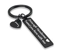 SSLBeryl Drive Safe Keychain for Him | I Need You Here With Me Keychain Anniversary Birthday Gifts for Boyfriend Husband, J-black, 1.97x0.47inch