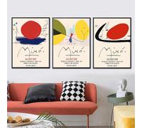 SSLDP LFHLI Retro Joan Miro Exhibition Poster Surrealist Wall Art Joan Miro Canvas Painting And Prints Home Living Room Decor Picture 40x60cmx3 No Frame
