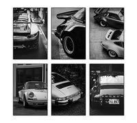 SSLGLS100 Car Poster Wall Art Decor 911 Classic Vintage Posters, Black and White Print Painting Pictures For Men Living Room Bedroom Wall Aesthetics Decoration Unframe 8X12inches…