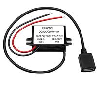 SSLHONG DC 20-72V to DC 5V 3A Step-Down Converter Buck Module USB Output Power Adapter (Standard USB)