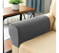 Set of 4 Armrest Covers, Sofa Stretch Armchair Covers, Anti-Slip Furniture Protector Slipcovers, Soft Velvet Couch Arm Covers for Sofa Recliner Chair,Dark Gray