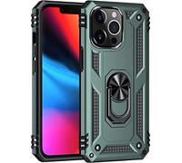 SSLQYLEE Case for iPhone 13/13 Mini/13 Pro/13 Pro Max, Military Protection, Phone Case with Car Ring Holder, Stand with Holder, Colour: Green, Size: 13pro max 6.7 Inch