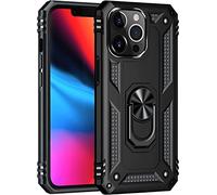 SSLQYLEE Case for iPhone 13/13 Mini/13 Pro/13 Pro Max Military Protective Cell Phone Case with Car Ring Holder Stand with Stand, Color:svart, Size:13pro 6.1