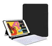SSLQYLEE For iPad Case Wireless Bluetooth Keyboard Cover with Pen Slot 9.7 Inch Magnetic Stand Cover (Color : Black White)