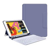 SSLQYLEE For iPad Case Wireless Bluetooth Keyboard Cover with Pen Slot 9.7 Inch Magnetic Stand Cover (Color : Gray White)