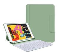 SSLQYLEE For iPad Case Wireless Bluetooth Keyboard Cover with Pen Slot 9.7 Inch Magnetic Stand Cover (Color : Green White)
