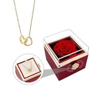 SSLtd Christmas Red Preserved Eternal Rose, including entwined heart necklace.