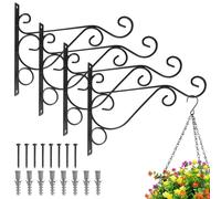 ssltvti Hanging Basket Bracket, 4Pcs Hanging Baskets Brackets Outdoor, 25CM x 20CM Hangings Baske Bracke for Hangings Plants, Bird Feeder, Wind Chime, Lantern, Flowerpot, Planter