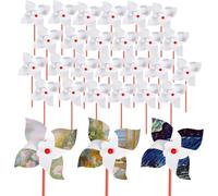 ssltvti Wind Spinners for Garden, 25 PCS Novelty DIY Windmills for Children Color Your Own White Pinwheels, 6 Inches Pinwheels for Boys & Girls, Arts and Craft Party Activity, Easter Basket Stuffers