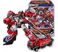 SSmall Metal Cardbot W BLAION Red Fire Engine Truck Transforming Robot Car Toy