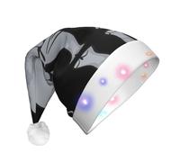 ssmbnvv Animal Rhino Print Light Up Santa Hat With 3 Flash Modes, Plush Festive Christmas Cap For Parties Events