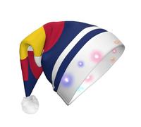ssmbnvv Colorado State Flag Print Light Up Santa Hat With 3 Flash Modes, Plush Festive Christmas Cap For Parties Events