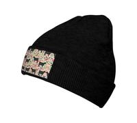 ssmbnvv Flower Cow Farm Print Winter Slouchy Hats for Women, Warm Soft Stretch Knit Hat, Fashionable Ski Hat Unisex Black