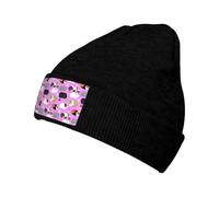 ssmbnvv Guinea Pigs and Cupcakes Print Winter Slouchy Hats for Women, Warm Soft Stretch Knit Hat, Fashionable Ski Hat Unisex Black