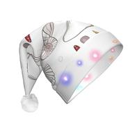 ssmbnvv Shell Starfish Print Light Up Santa Hat With 3 Flash Modes, Plush Festive Christmas Cap For Parties Events