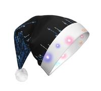 ssmbnvv The Blue Binary Print Light Up Santa Hat With 3 Flash Modes, Plush Festive Christmas Cap For Parties Events