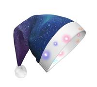 ssmbnvv Universe With Stars Galaxy Interstellar Print Light Up Santa Hat With 3 Flash Modes, Plush Festive Christmas Cap For Parties Events