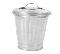 Ssmmam 1Pc Sliver Mini Galvanized Trash Can Desktop Metal Wastebasket Garbage Bin Waste Paper Basket Trash Can Pencil Holder Pen Cup Makeup Brush Holder with Lid for All