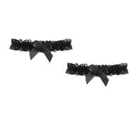 Ssmmam 2pc Black Garter Belt with Bowknot, Bridal for Bride Classic Handmade Stretch Toss Party Accessories for Women Girls