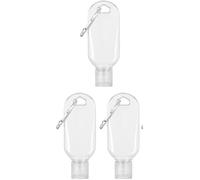 Ssmmam 3Pcs Portable Clear Hot Sauce Keychain Bottles, 2oz/50ml Mini Refillable Travel Containers for Ketchup and Soy Sauce and Gravy, Spice Keychains