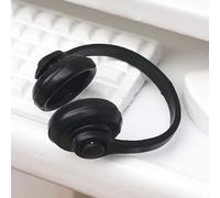 Ssmmam Black Miniature Headphones, 1:12 Scale Model Headset, Micro Landscape Decoration Accessory