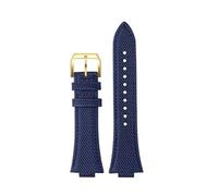SSNAWBA 12mm Compatible With Tissot PRX Super Player T137.410A T137.407A Nylon Leather Watch Strap Custom 12mm T137 Curved Men's Strap Accessories(Blue-gold)