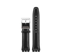 SSNAWBA 17mm 19mm Cowhide Strap Compatible With Swatch YRS YVS IRONY Special Interface Men's Women's Simple Plain Weave Watch Strap Black Blue Red(Silver Yellow,19mm)
