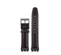 SSNAWBA 17mm 19mm Cowhide Strap Compatible With Swatch YRS YVS IRONY Special Interface Men's Women's Simple Plain Weave Watch Strap Black Blue Red(Rose Green,17mm)