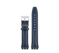 SSNAWBA 17mm 19mm Cowhide Strap Compatible With Swatch YRS YVS IRONY Special Interface Men's Women's Simple Plain Weave Watch Strap Black Blue Red(Red Black,19mm)