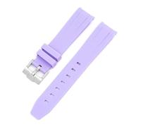 SSNAWBA 20/21/22mm Curved End Silicone Strap Compatible With Rolex Omega Stainless Steel Buckle Men Women Quality Rubber Replace Wrist Watch Band(PURPLE)