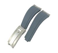 SSNAWBA 20mm Metal Link Rubber Silicone Watchband Compatible With Rolex Submariner Yacht Master GMT Daytona OYSTERFLEX Curved End Watch Strap(Grey Silver Buckle)