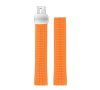 SSNAWBA 21mm Colorful Silicone Rubber Watchband Compatible With Patek Watch Strap Compatible With Aquanaut Philippe Series 5164a 5167a Butterfly Buckle Men(Orange-silver)