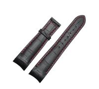 SSNAWBA Arc Interface Calf Genuine Leather Watch Band 18mm 19mm 20mm 21mm 22mm 23mm 24mm Suitable Compatible With Tissot Seiko Omega Watch Strap(Black-Red NOBuckle,21mm)