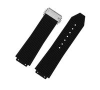 SSNAWBA Compatible With Big Bang Classic Fusion Silicone Watch Strap Special Convex Interface Rubber Band Waterproof Bracelet Folding Buckle(Black-silver)