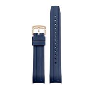 SSNAWBA Compatible With Citizen BN-0193-17E BN-0190-15E 82E Rubber Watch Band Waterproof Diving Silicone Watch Strap Curved Interface 22mm For Men(Blue-Rosegold)