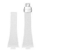 SSNAWBA Compatible With Tissot PRX T137 FKM Watch 11mm 12mm Men Women's Watchband Fluororubber Bracelet Quick Release Folding Clasp Strap Wristband(White-silver,12mm)