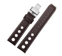 SSNAWBA Compatible With Tissot Sports Racing Series PRS516 T91 1853 Genuine Leather Bracelet Compatible With Chopin Watchband Top Layer Cowhide Watch Band 20mm(Brown white silver)