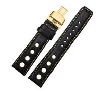 SSNAWBA Compatible With Tissot Sports Racing Series PRS516 T91 1853 Genuine Leather Bracelet Compatible With Chopin Watchband Top Layer Cowhide Watch Band 20mm(Black yellow gold)