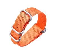 SSNAWBA Durable Nylon Strap 18mm 20mm 22mm 24mm Stainless Steel Ring Buckle Men Replacement Watch Band Compatible With Big Wrist(Orange Silver,20mm)