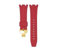 SSNAWBA Fluoro Rubber Strap Compatible With Audemars Piguet Royal Oak 15400 15500 26331 Butterfly Buckle Men Soft FKM Replace Watch Band Compatible With AP 26mm(Red gold)