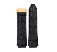 SSNAWBA Genuine Leather Waterproof Strap Compatible With Classic Big Bang Fusion Silicone Bottom Strap Men's Bracelet 26mm -19mm(Black gold)