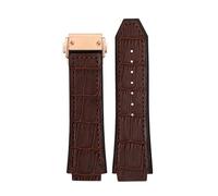 SSNAWBA Genuine Leather Waterproof Strap Compatible With Classic Big Bang Fusion Silicone Bottom Strap Men's Bracelet 26mm -19mm(Brown rose gold)