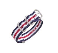 SSNAWBA Heavy Duty Nylon Watchband Ring Buckle Striped Canvas Strap 18mm 20mm 22mm 24mm Men Replacement Watch Band(Blue white red white,20mm)