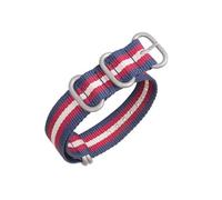 SSNAWBA Heavy Duty Nylon Watchband Ring Buckle Striped Canvas Strap 18mm 20mm 22mm 24mm Men Replacement Watch Band(Blue red beige,22mm)