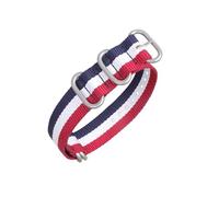 SSNAWBA Heavy Duty Nylon Watchband Ring Buckle Striped Canvas Strap 18mm 20mm 22mm 24mm Men Replacement Watch Band(Blue white red,20mm)