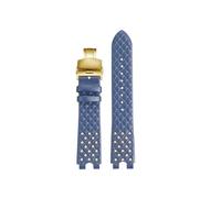 SSNAWBA Leather Watch Strap Compatible With VERSACE PALAZZO VECQ00418/VECQ00118 Watchband 17mm Black Blue Red White U-shaped Notch Cowhide Wristband(1Blue-gold)