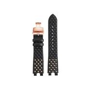 SSNAWBA Leather Watch Strap Compatible With VERSACE PALAZZO VECQ00418/VECQ00118 Watchband 17mm Black Blue Red White U-shaped Notch Cowhide Wristband(1Black-rosegold)